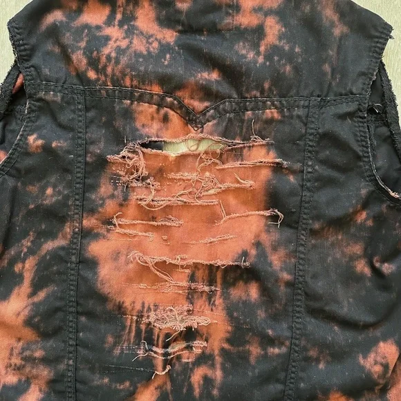 Rivet De Cru Jean Jacket Classic Sleeveless Rebel Distressed Look Men's Large